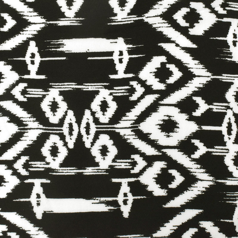 3 YD PC-Basic Black-White Ikat Aztec Printed Rayon Challis Woven Fabric