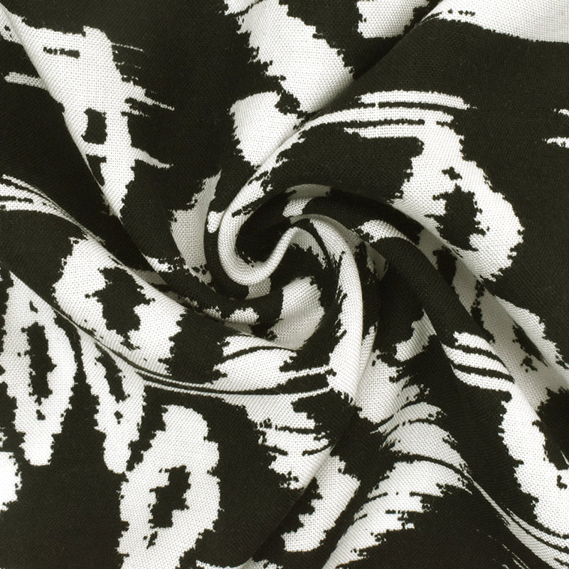 3 YD PC-Basic Black-White Ikat Aztec Printed Rayon Challis Woven Fabric