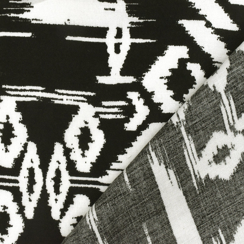 3 YD PC-Basic Black-White Ikat Aztec Printed Rayon Challis Woven Fabric