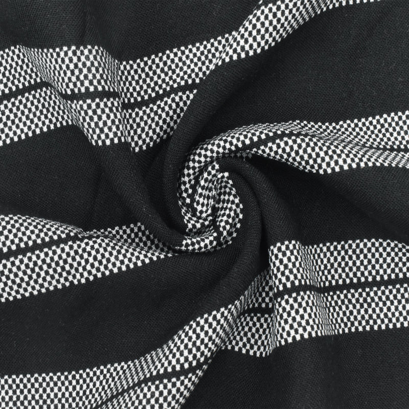 6 1/2 YD PC-Basic Black-White Stripe Mini Check Printed Challis Woven Fabric