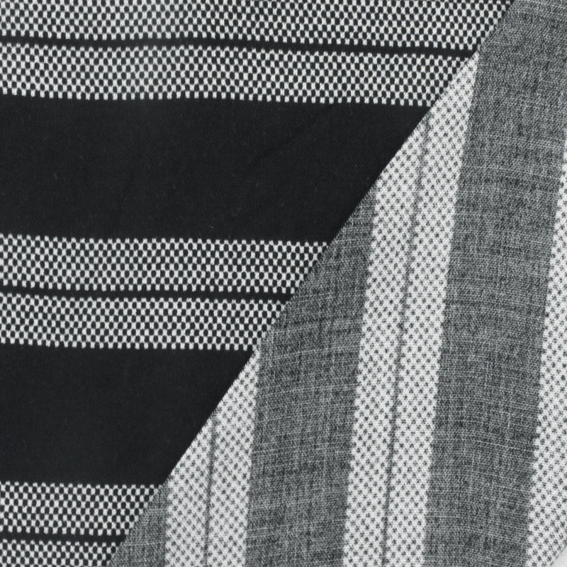 6 1/2 YD PC-Basic Black-White Stripe Mini Check Printed Challis Woven Fabric