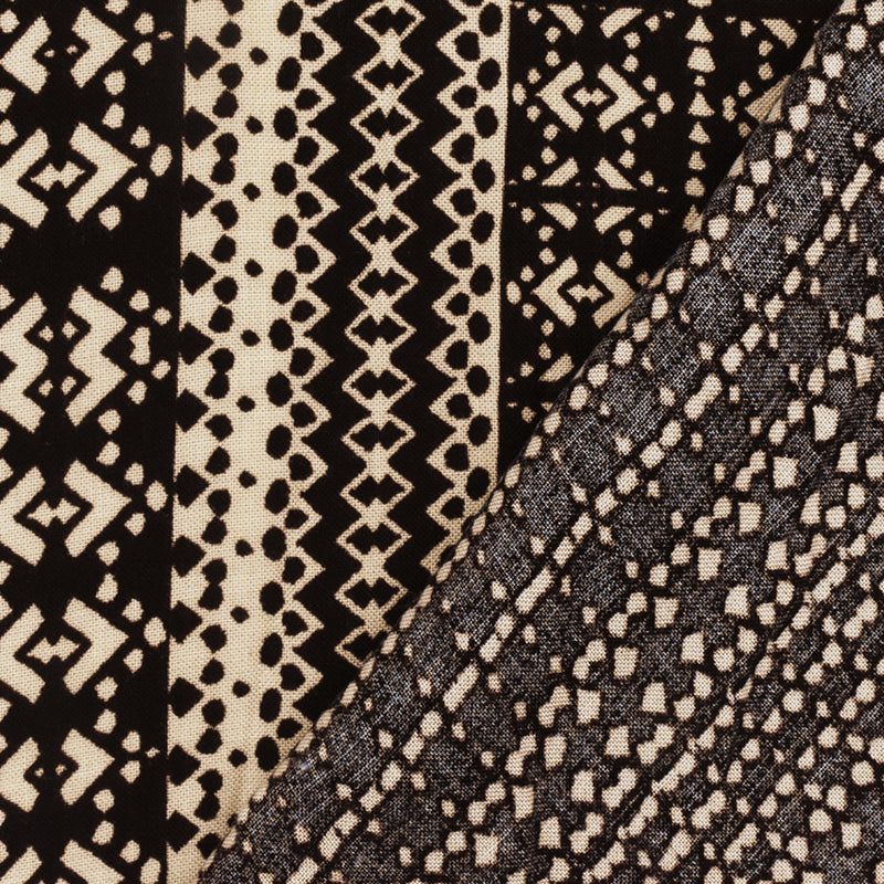 5 YD PC-Deep Burnt Brown-Beige Aztec Printed Challis Woven Fabric