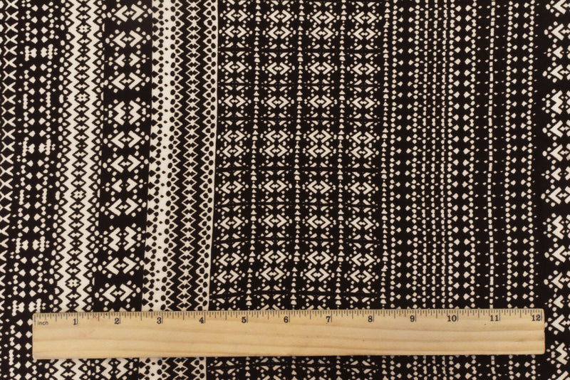 Deep Burnt Brown-Beige Aztec Printed Challis Woven Fabric