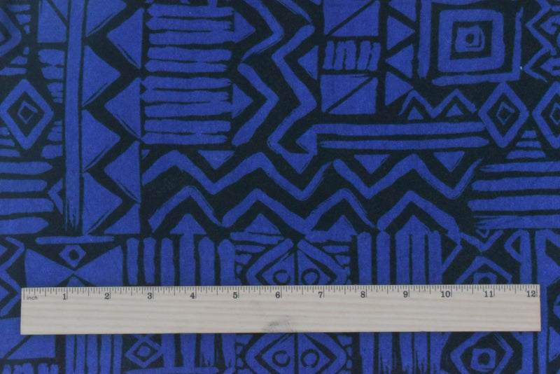 Dark Ink Blue-Basic Black Aztec Printed Stretch Jersey Knit Fabric