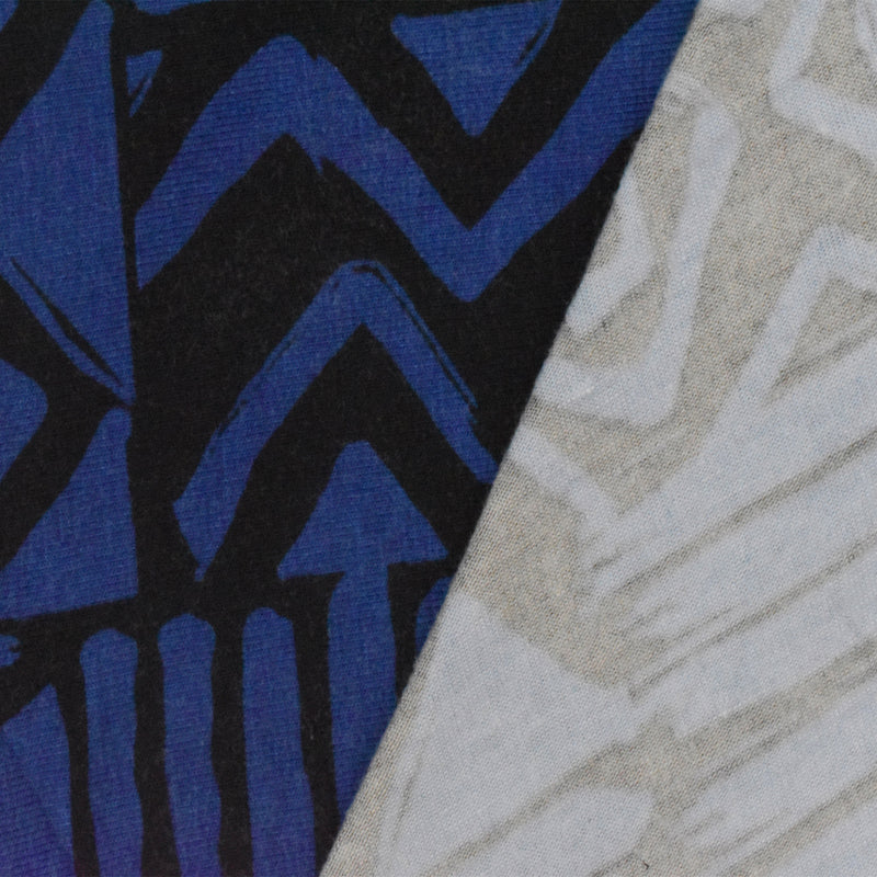 Dark Ink Blue-Basic Black Aztec Printed Stretch Jersey Knit Fabric