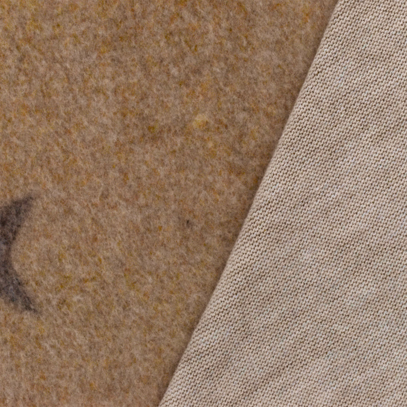 Camel Brown-Gray Star Printed Brushed Stretch Jersey Sweater Knit Fabric