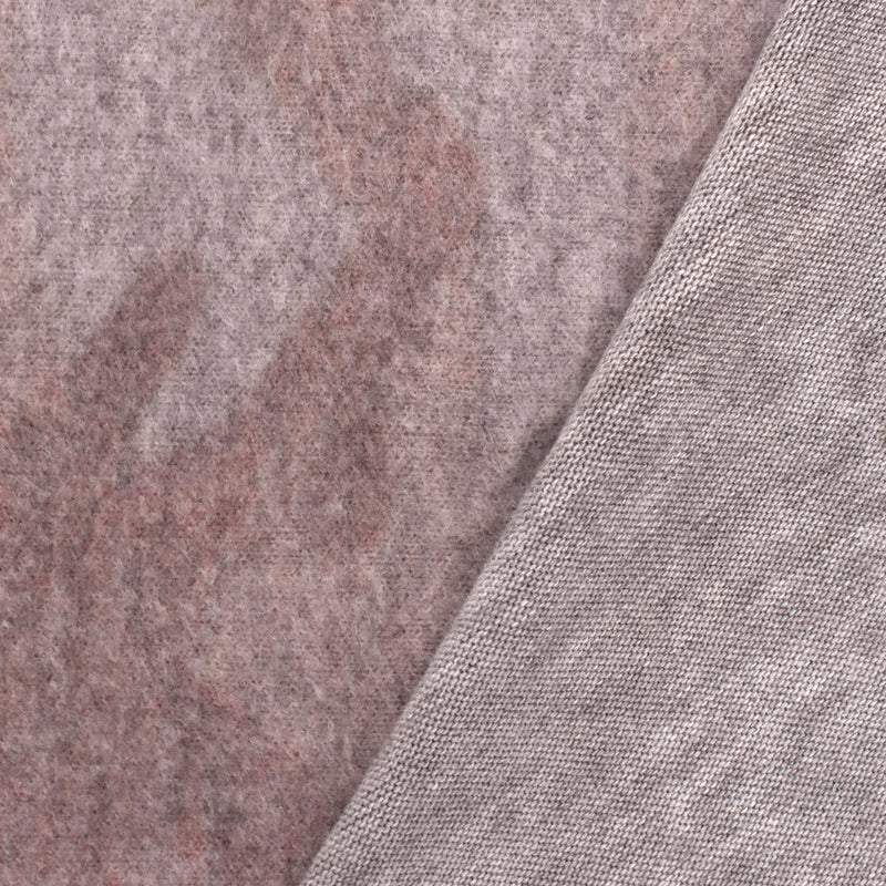 1 3/4 YD PC-Faded Coral-Gray-Multi Camouflage Printed Brushed Jersey Knit Fabric