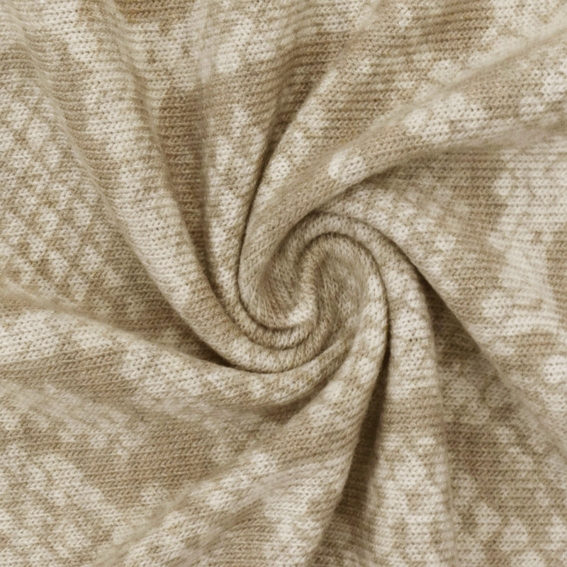 1 3/4 YD PC-Sand Beige  Reptile Printed Stretch Jersey Knit Fabric
