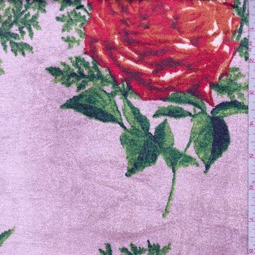 Dusty Pink/Multi Floral Printed Stretch Velvet Knit Fabric