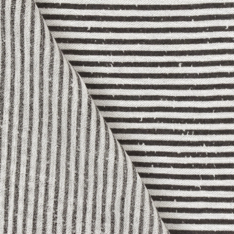 Lead Gray-White Printed Stripe Texture Cotton Gauze Fabric