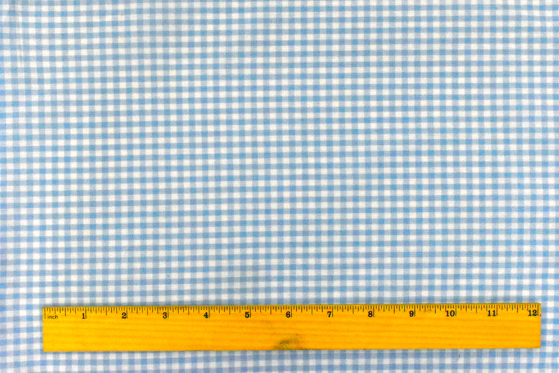 Sky Blue-White Cotton Gingham Batiste Woven Fabric