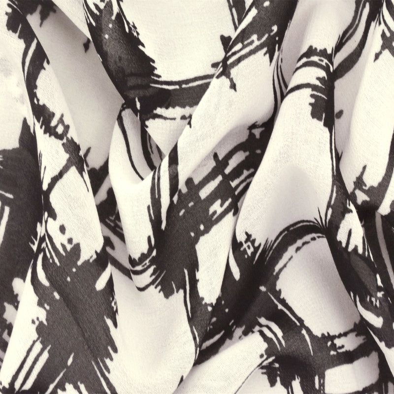 3 YD PC-Mist Pink-Black Abstract Check Printed Poly Chiffon Woven Fabric