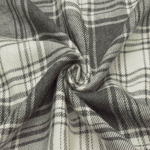 Gray/Ivory Cotton Plaid Flannel Fabric