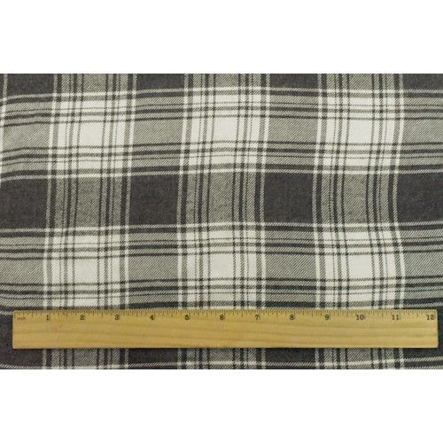 Gray/Ivory Cotton Plaid Flannel Fabric