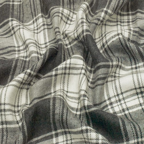 Gray/Ivory Cotton Plaid Flannel Fabric