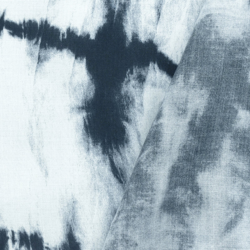 Deepest Ink Blue-White-Water Ink Blue Tie Dye Printed Batiste Fabric