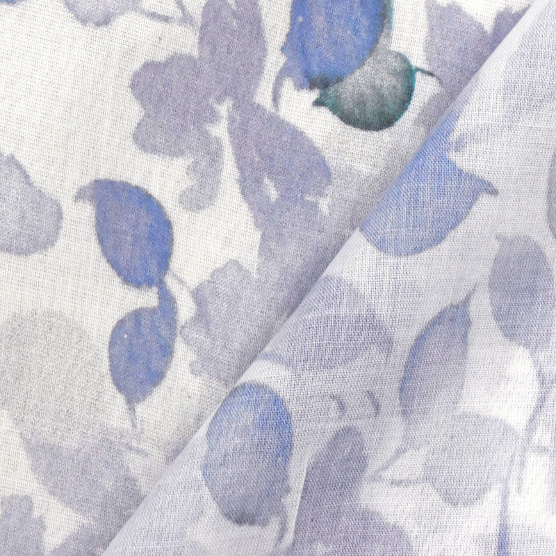 Water Blue-Multi Cotton Floral Printed Lawn Woven Fabric