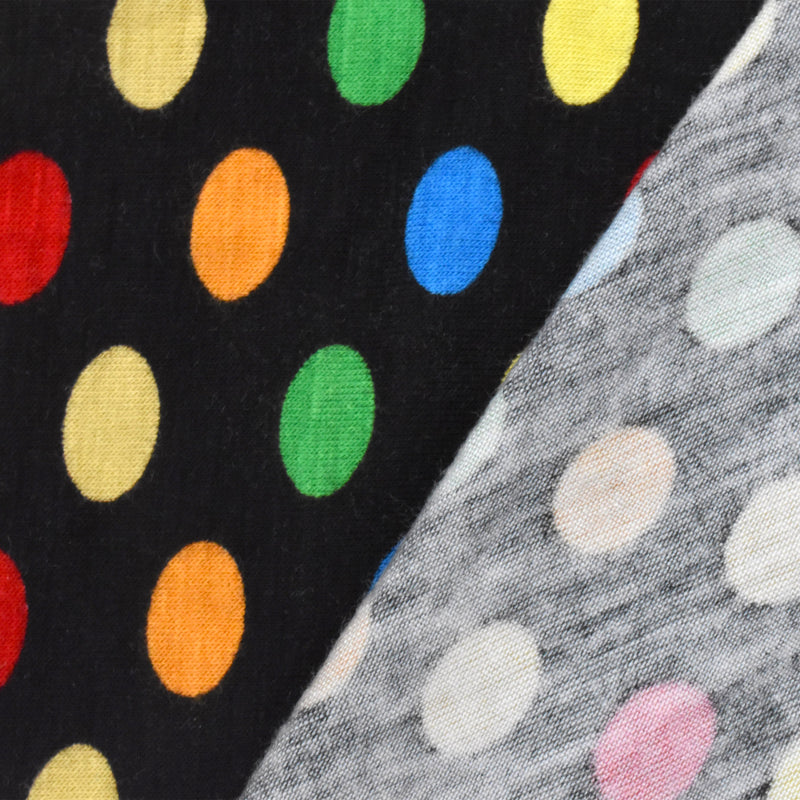 Midnight Black-Multi Dot Printed Stretch Jersey Knit Fabric