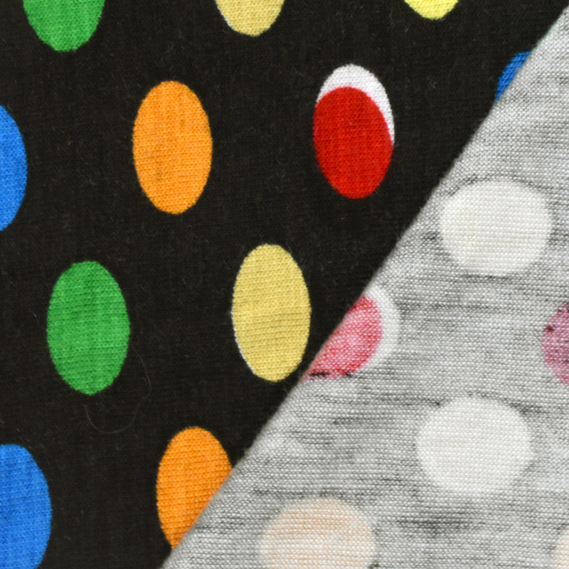 2 1/2 YD PC-Pitch Black-Multi Dot Printed Stretch Jersey Knit Fabric