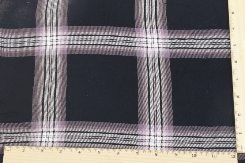Basic Black-Pink-Multi Plaid Pattern Twill Woven Fabric