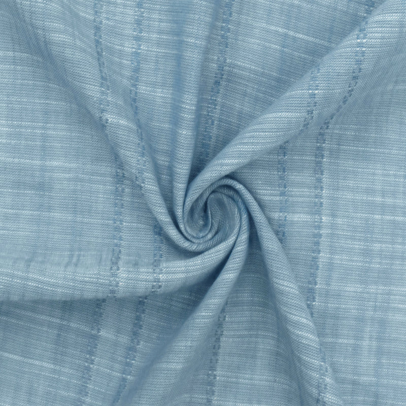 Sky Blue-White Striped Cross-Hatch Shirting Fabric