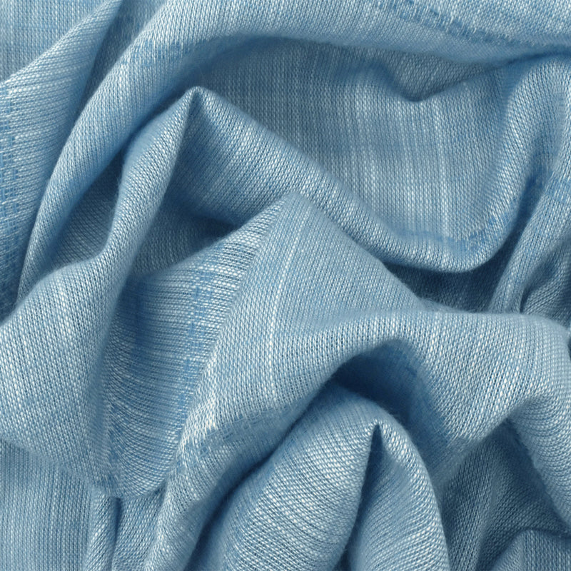 Sky Blue-White Striped Cross-Hatch Shirting Fabric