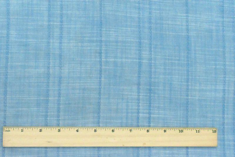 Sky Blue-White Striped Cross-Hatch Shirting Fabric