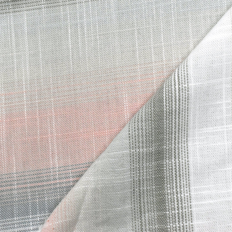 Angel Pink-Beige-Multi Cotton Striped Cross-Hatch Slub Woven Fabric
