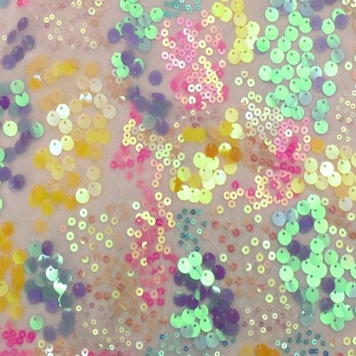 Purple/Multi Abstract Sequined Stretch Mesh Tulle Fabric
