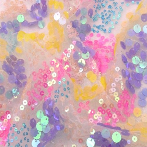 Purple/Multi Abstract Sequined Stretch Mesh Tulle Fabric