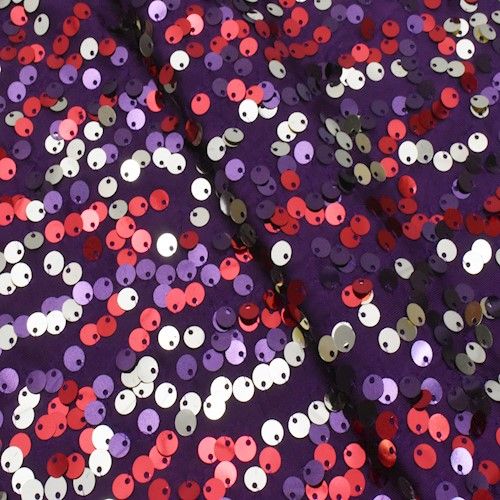 Mulberry/Gold/Multi Confetti Stretch Sequined Knit Fabric