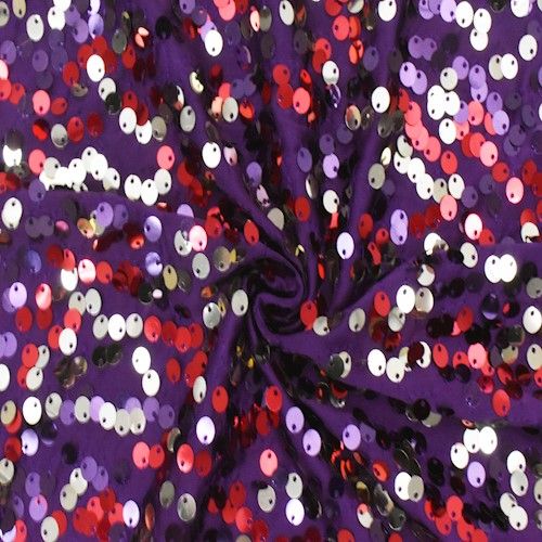 Mulberry/Gold/Multi Confetti Stretch Sequined Knit Fabric