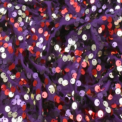 Mulberry/Gold/Multi Confetti Stretch Sequined Knit Fabric