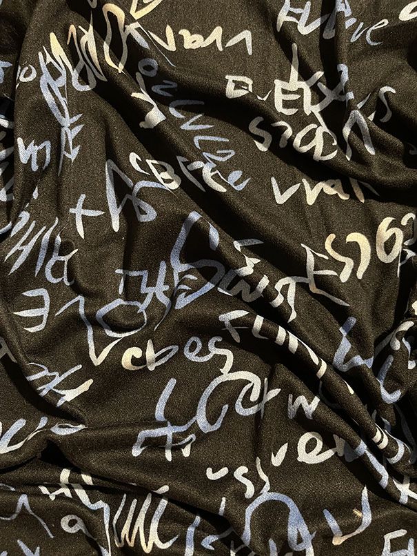 Blue Love Print Double Brushed Knit Fabric