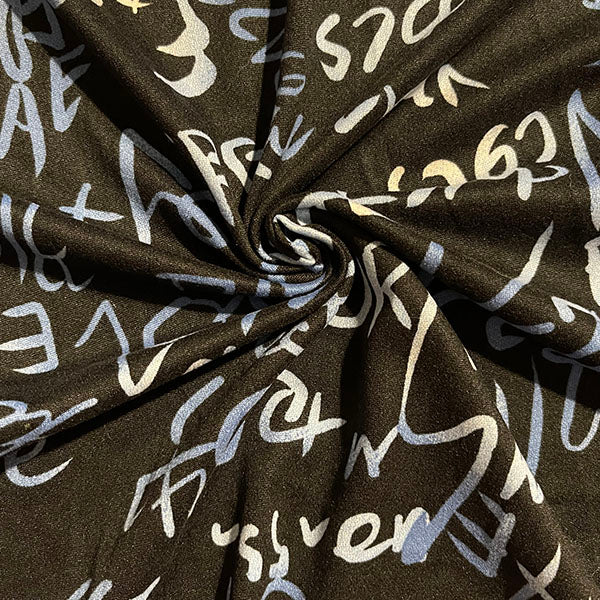 Blue Love Print Double Brushed Knit Fabric