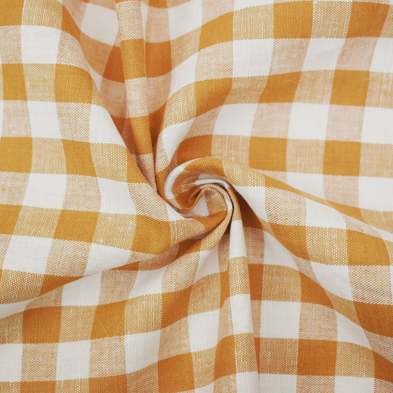 Yellow-Ivory Cotton-Linen Famous Maker Gingham Check Woven Fabric
