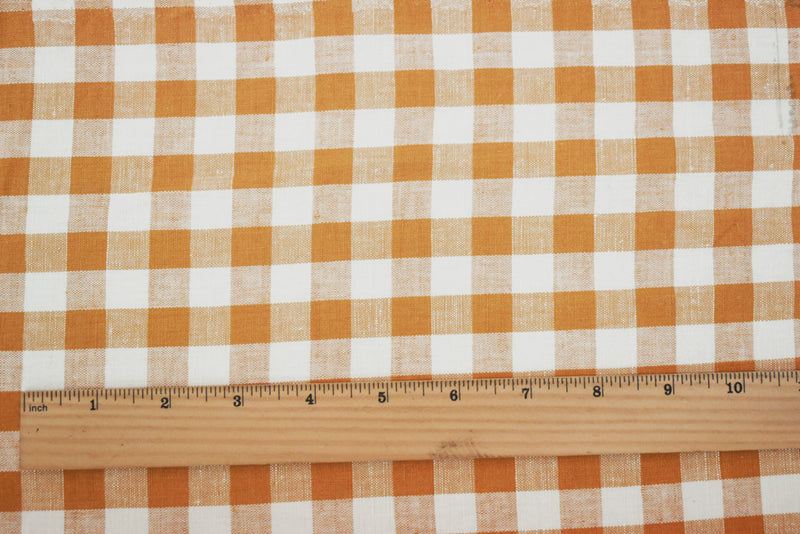 Yellow-Ivory Cotton-Linen Famous Maker Gingham Check Woven Fabric