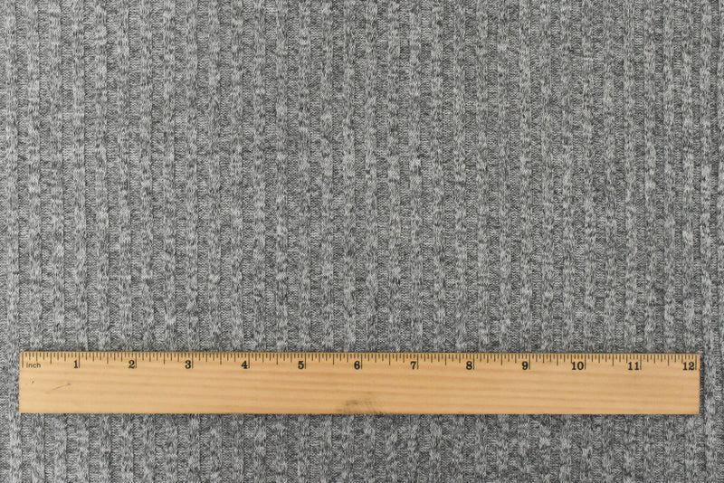 Winter Gray-White-Black Texture Stretch Poly 4x4 Rib Knit Fabric
