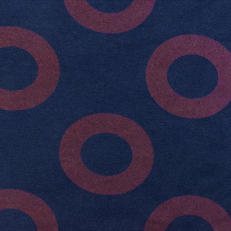 4 YD PC-Deep Ocean Blue-Maroon Circle Printed Stretch French Terry Knit Fabric