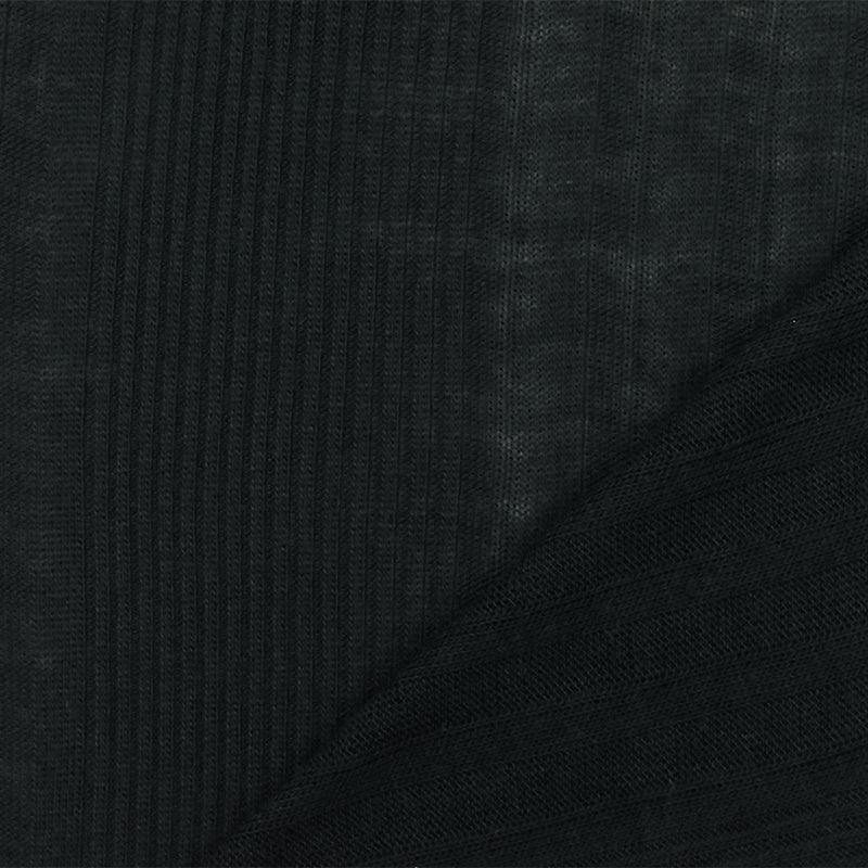Smoked Black Multi Rib Knit Fabric