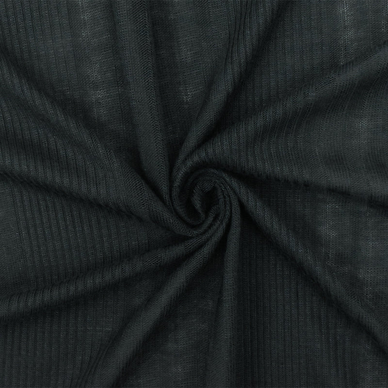 Smoked Black Multi Rib Knit Fabric