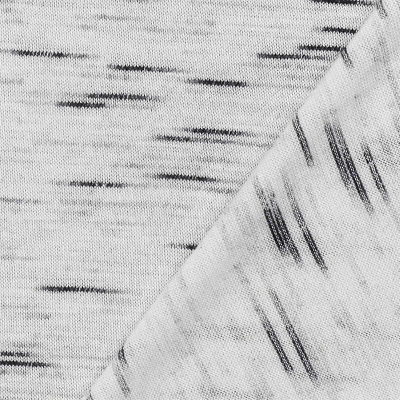 Black-White Slub Stretch Spandex  Rayon Jersey Knit Fabric