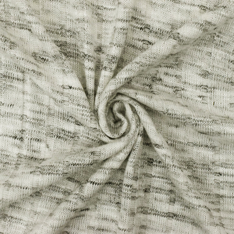 Nature Ivory-Gray-Black Slub Stretch 8x3 Rib Knit Fabric