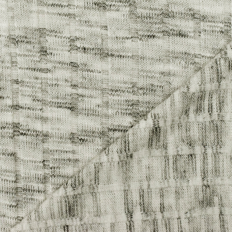Nature Ivory-Gray-Black Slub Stretch 8x3 Rib Knit Fabric