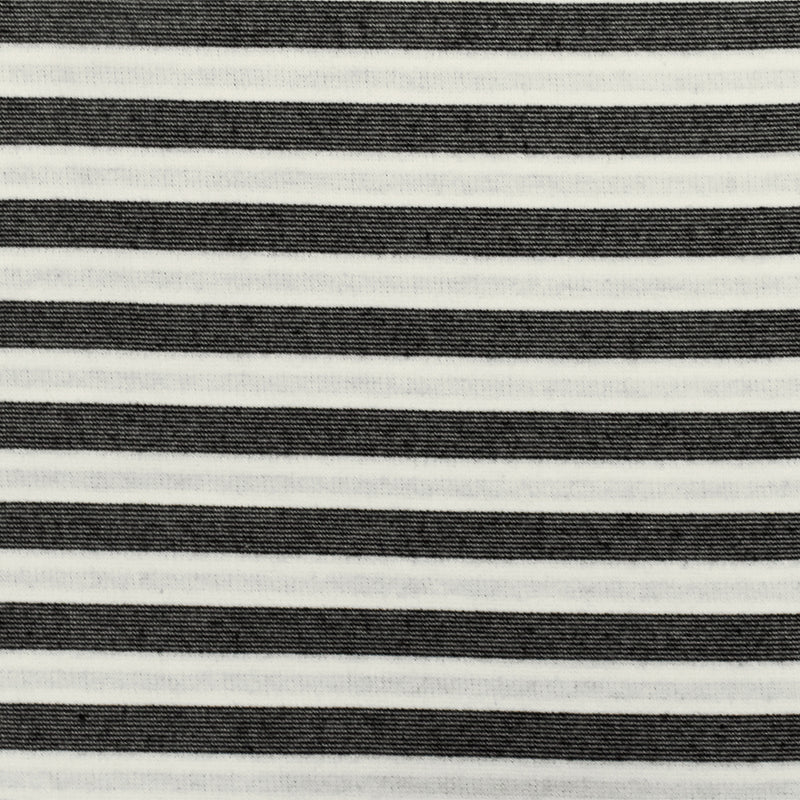 Basic Black-White-Gray Stripe Stretch Double Knit Fabric