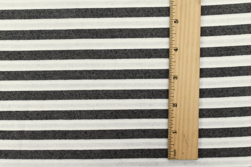 Basic Black-White-Gray Stripe Stretch Double Knit Fabric