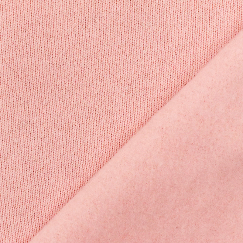 Coral Pink Solid Poly Cotton Brushed Back Sweatshirt Fleece Knit Fabric