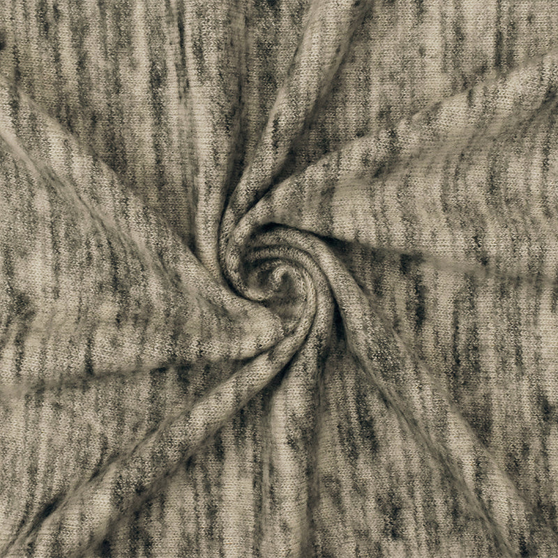 Old Beige-Gray-Black Slub Stretch Brushed Jersey Knit Fabric