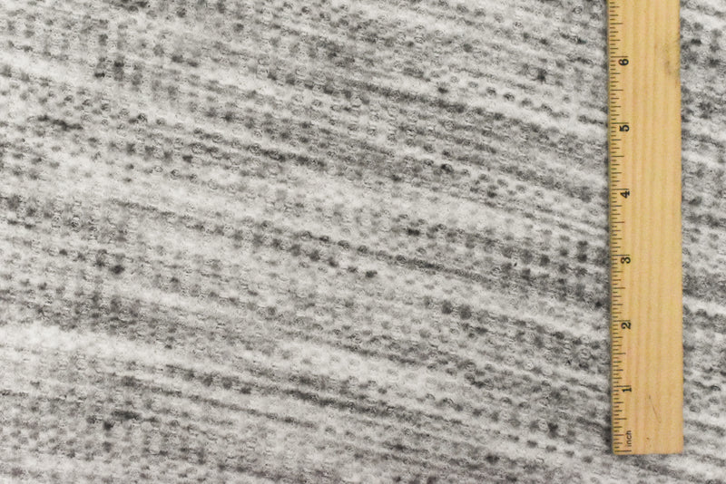 Ash Gray-White-Black Texture Stretch Brushed Thermal Knit Fabric