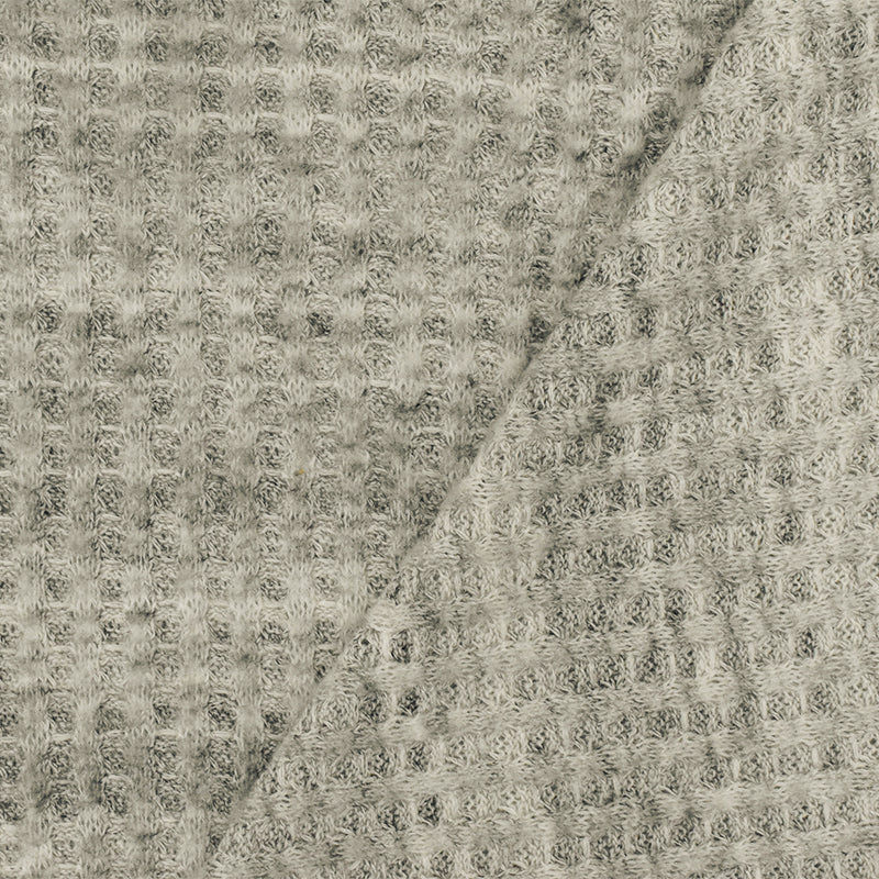 Old Ivory-Black Texture Stretch Brushed Thermal Knit Fabric